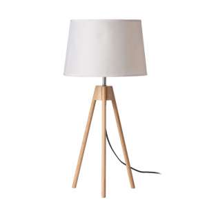 Vegno White Fabric Shade Table Lamp With Natural Tripod Base