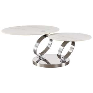 Vekola Swivel Extending Ceramic Coffee Table In White And Grey