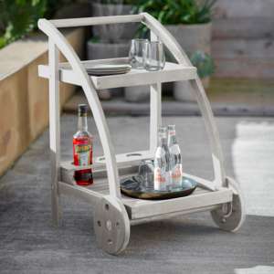 Velox Outdoor Wooden Drinks Trolley In Whitewash