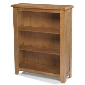 Velum Wooden Low Bookcase In Chunky Solid Oak