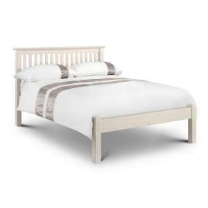 Velva Wooden King Size Low Foot Bed In Stone White
