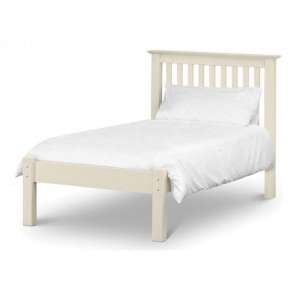 Velva Wooden Single Low Foot Bed In Stone White