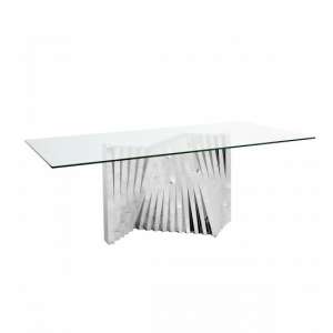 Venezia Glass Dining Table In Clear With Stainless Steel Base