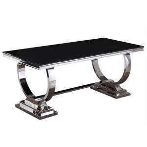 Venica Black Glass Rectangular Dining Table With Chrome Base