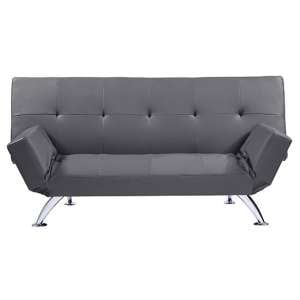 Venice Sofa Bed In Grey Faux Leather With Chrome Legs
