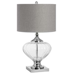 Venin Mirrored Table Lamp In Silver With Grey Shade
