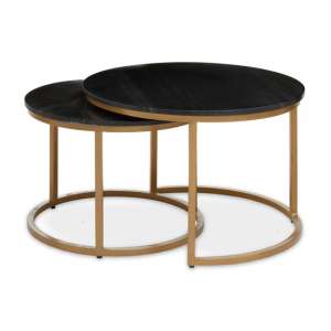 Venlo Round Marble Nest Of 2 Tables With Matt Gold Frame