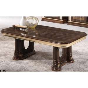 Venus High Gloss Coffee Table In Walnut And Gold