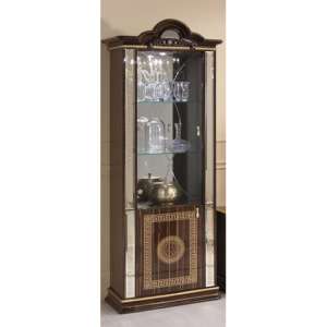 Venus Gloss Display Cabinet With 1 Door In Walnut And Gold