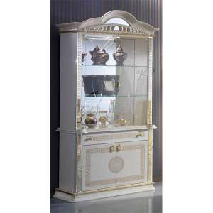 Venus Gloss Display Cabinet With 2 Doors In Beige And Gold