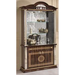 Venus Gloss Display Cabinet With 2 Doors In Walnut And Gold