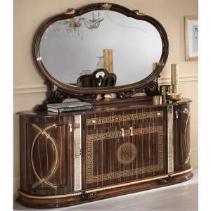 Venus High Gloss Dresser With Mirror In Walnut And Gold
