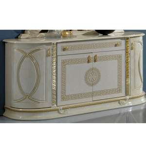 Venus Gloss Sideboard With 4 Doors 1 Drawer In Beige And Gold