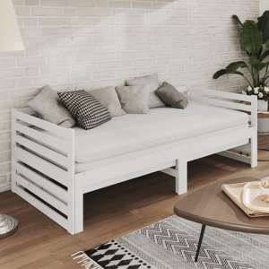 Veras Solid Pinewood Pull-Out Single Day Bed In White
