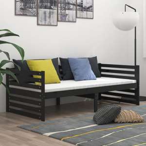 Veras Solid Pinewood Single Day Bed In Black