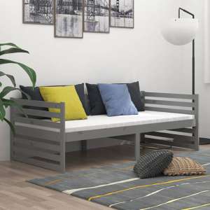 Veras Solid Pinewood Single Day Bed In Grey
