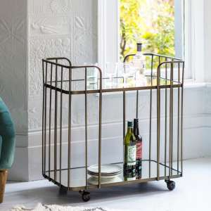 Verna Glass Shelves Drinks Trolley In Bronze