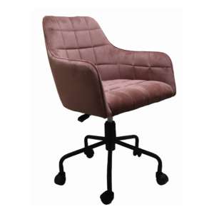 Vernal Swivel Velvet Home And Office Chair In Blush