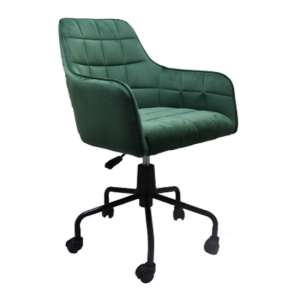 Vernal Swivel Velvet Home And Office Chair In Green