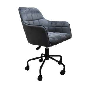 Vernal Swivel Velvet Home And Office Chair In Grey