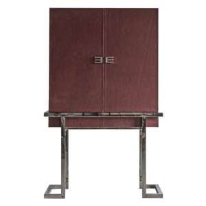 Vernio Red Wooden 2 Doors Drinks Cabinet With Chrome Frame