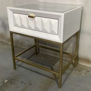 Veraiza End Table In White High Gloss With 1 Drawer
