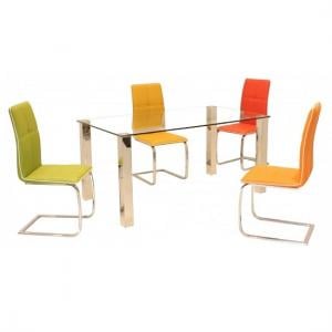 Verona Dining Table In Clear Glass With 6 Dining Chairs