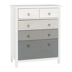 Verox Wooden Chest Of 5 Drawers In White And Grey