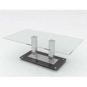 Verve Glass Coffee Table In Clear With Stainless Steel Base