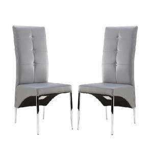 Vesta Studded Grey Faux Leather Dining Chairs In Pair