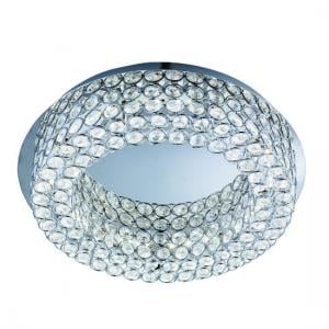 Vesta Ceiling Flush In Chrome With Crystal Buttons