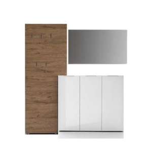 Vicenza Hallway Furniture Set In Oak And High Gloss White