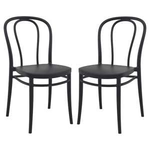 Victor Black Polypropylene Dining Chairs In Pair