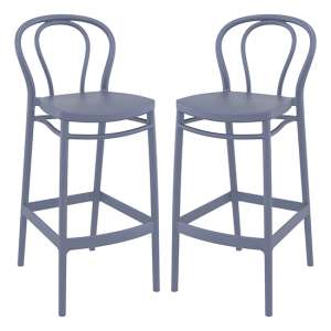 Victor Grey Polypropylene With Glass Fiber Bar Chairs In Pair