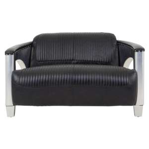 Sadalmelik Leather 2 Seater Sofa In Black     