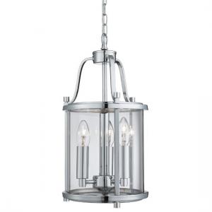 Victorian 3 Light Lantern In Chrome With Clear Glass Panels
