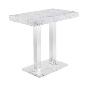 Vida Marble Effect Rectangular High Gloss Bar Table In White