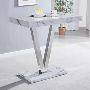 Vienna Rectangular High Gloss Bar Table With Diva Marble Effect