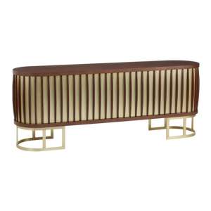 Vigap Large Wooden Sideboard In Walnut With Gold Metal Legs