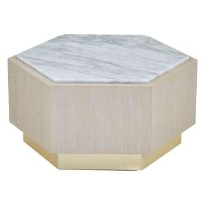 Vigap Small White Marble Top Side Table With White Wooden Base