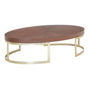Vigap Wooden Coffee Table With Gold Metal Legs In Walnut
