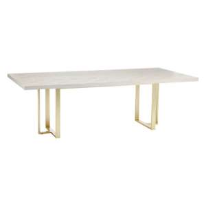 Vigap Wooden Dining Table With Gold Metal Legs In Light Grey