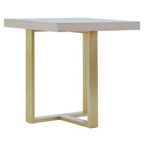 Vigap Wooden Side Table With Gold Metal Frame In Light Grey