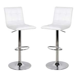 Vigor White Faux Leather Bar Stool In Pair