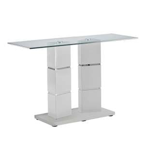 Vigo Glass Console Table With Polished Stainless Steel Base