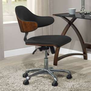 Vikena Swivel Faux Leather Office Chair Walnut And Black