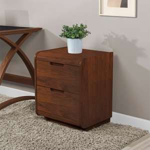 Vikena Wooden Pedestal Storage Unit In Walnut With 2 Drawers