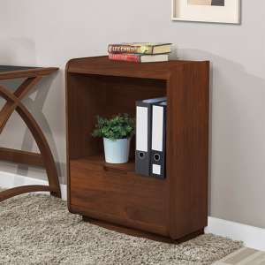 Vikena Wooden Short Bookcase In Walnut With Drawer