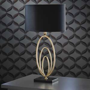 Vilana Table Lamp In Antique Gold Leaf And Black Marble Base