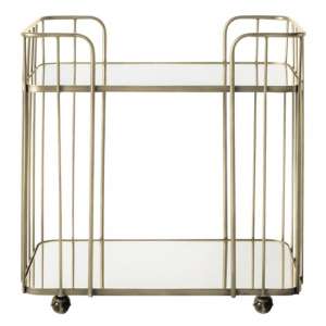 Vilatone Glass Drinks Trolley With Champagne Metal Frame